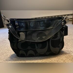 Coach Purse, Shoulder Bag, Logo Print, Black